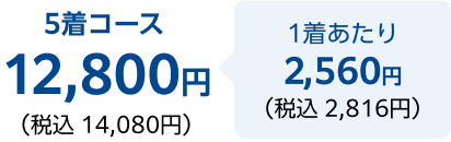 5着コース税込 14,080円 1着あたり税込 2,816円